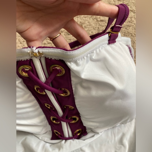 NEW Venus Plum burgundy 1-pc Bathing Swimsuit Plus Size 20 strapped/Strapless - Picture 9 of 16